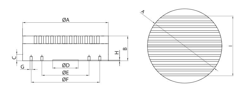 Technical Drawing - Electro-Permanent Circular Magnetic Chuck type EPERU