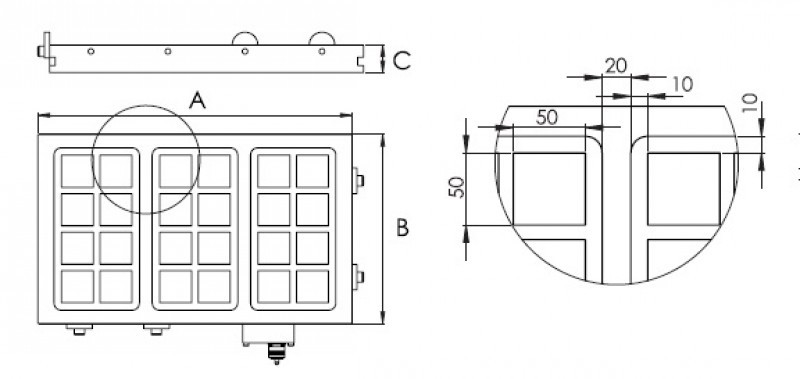 Technical Drawing - Electro-Permanent Magnetic Chuck type TURBOMILL 50SQ1