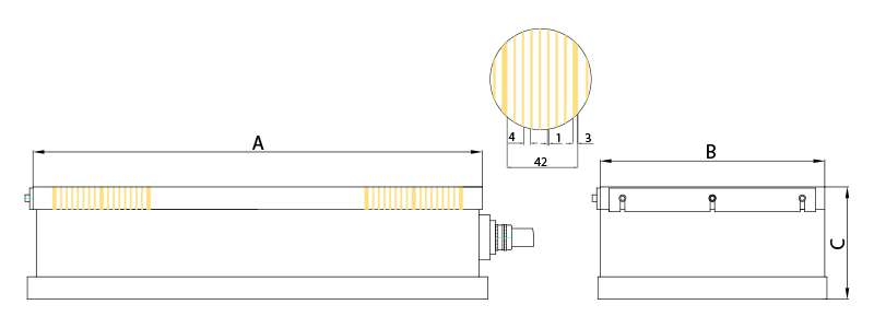 Technical Drawing - Electromagnetic Chuck type BJP