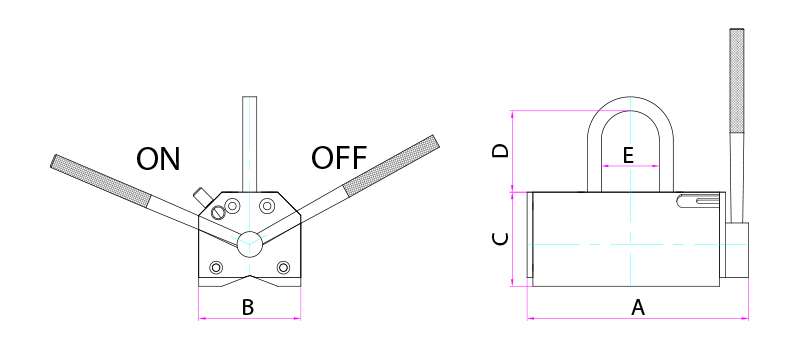 Technical Drawing - Permanent lifting magnet BHP